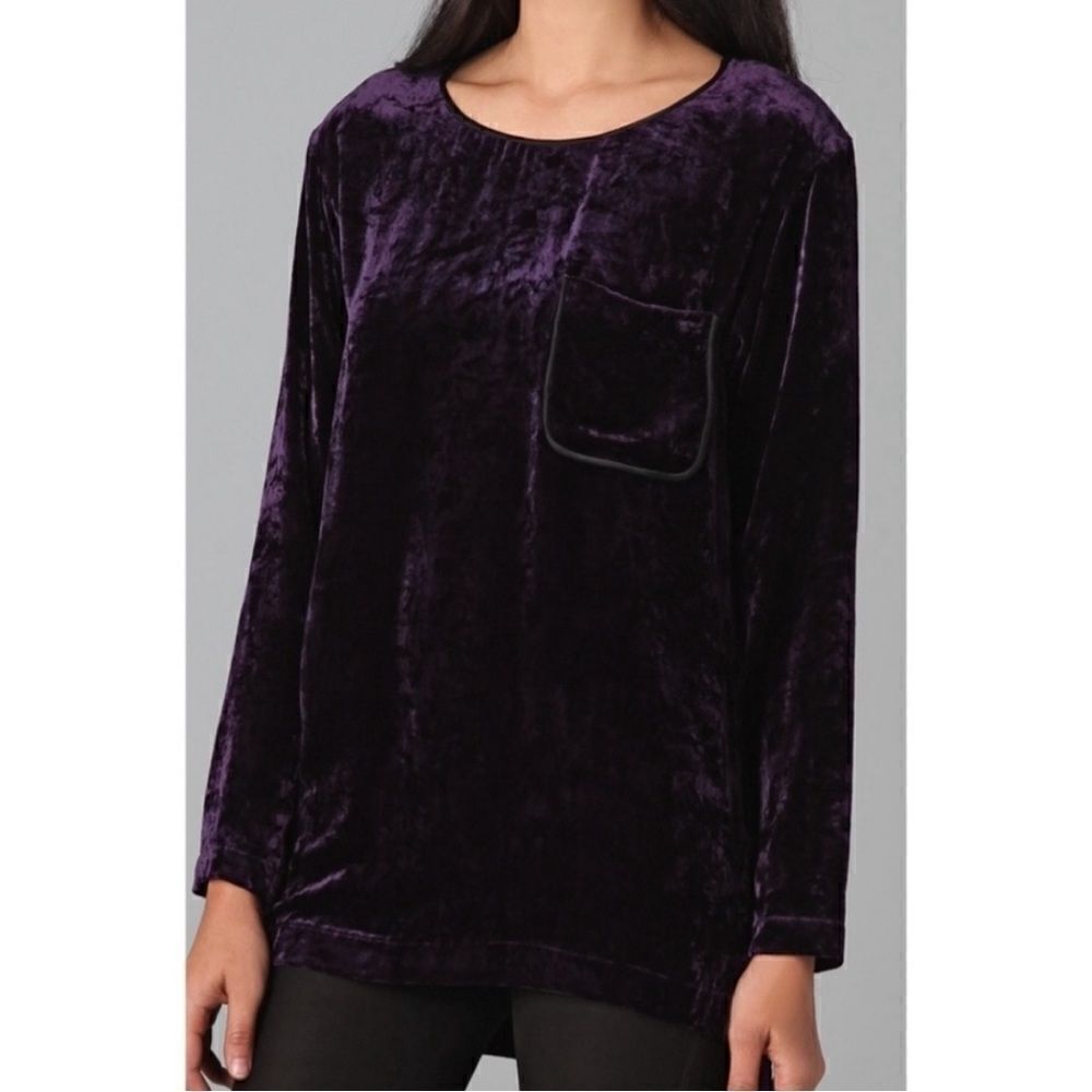Theory tehya crushed velvet top purple